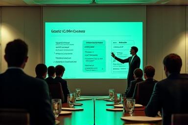A consultant presenting a strategic plan to a corporate board.